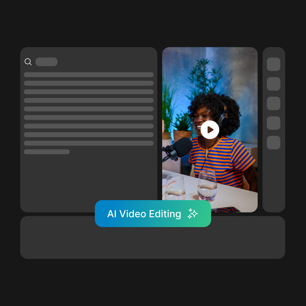 reap editor with the transcript on the left and the video preview beside it